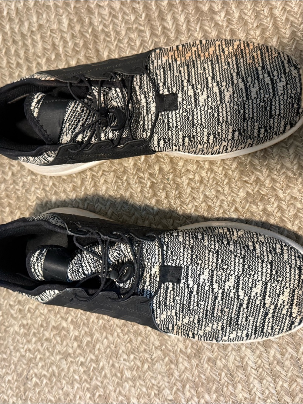 adidas Men's Knit Athletic Sneakers in Black and White